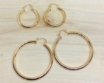 Hallow Gold Filled Available in 1" and 2" Hoop Earrings