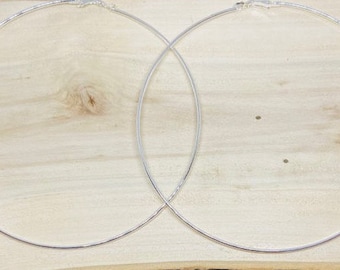 Silver 4" Stainless Steel Hoop Earrings