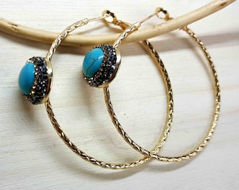 Blue Turquoise Stone Surrounded by Crystal