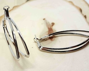Silver Hoop in V shape