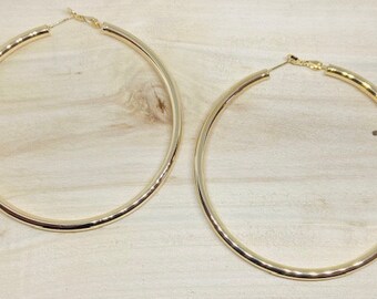3" Large Gold Hoop Earrings