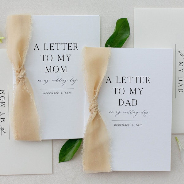 Personalized "To My Mom and Dad" Cotton Paper Cards | Wedding Card Sets | Wedding Day Of Cards | Personalized Wedding Card Set | Mom and Dad