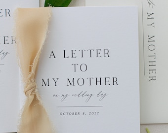 Personalized "To My Mother" Cotton Paper Card | Wedding Card | Wedding Day Of Card| Personalized Wedding Card | Handmade Wedding Card