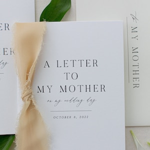 Personalized "To My Mother" Cotton Paper Card | Wedding Card | Wedding Day Of Card| Personalized Wedding Card | Handmade Wedding Card