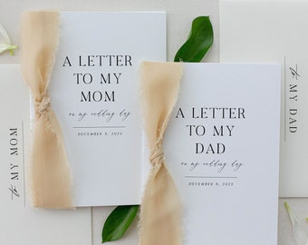 Personalized "To My Mom and Dad" Cotton Paper Cards | Wedding Card Sets | Wedding Day Of Cards | Personalized Wedding Card Set | Mom and Dad