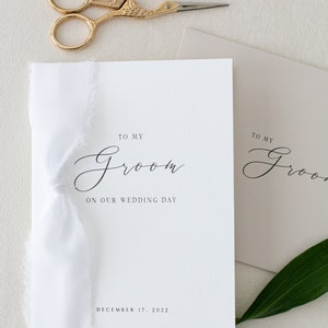 Personalized "To My" Groom Cotton Paper Card | Wedding Card | Wedding Day Of Cards | Personalized Wedding Card Set | To My Groom Card