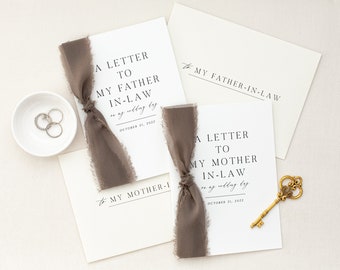 Personalized "To My" Mother-In-Law and Father-In-Law Cotton Paper Cards | Wedding Card Sets | Personalized Wedding Card Set | Handmade cards