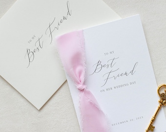 Personalized "To My Best Friend" in Script Font | Personalized Wedding Card | Handmade Cards |  To My Best Friend On Her Wedding Day Card