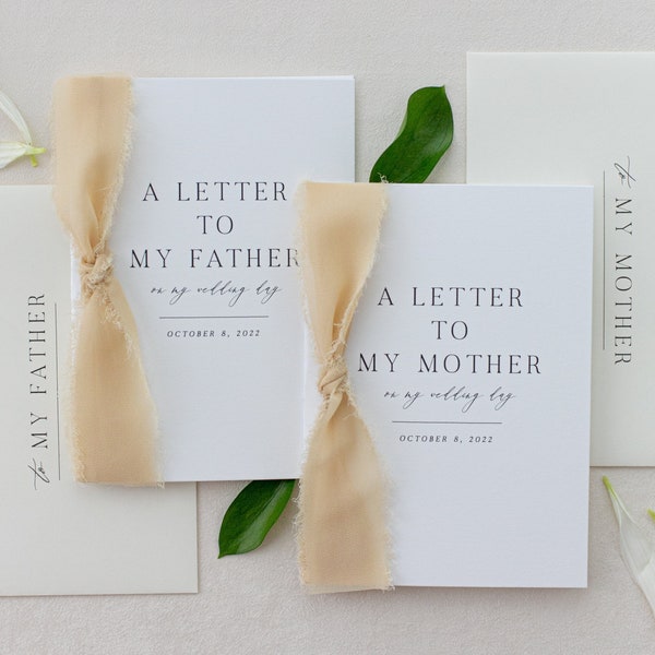 Personalized "To My" Mother and Father Cotton Paper Cards | Wedding Card Sets | Wedding Day Of Cards | Personalized Wedding Card Set