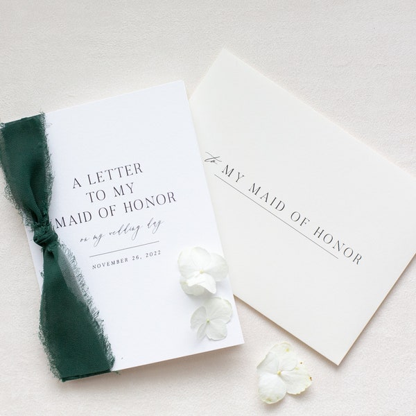 Personalized "To My" Maid of Honor Cotton Paper Card | Wedding Card | Personalized Wedding Card Set | Handmade Cards | Maid of Honor Card