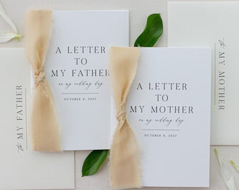 Personalized "To My" Mother and Father Cotton Paper Cards | Wedding Card Sets | Wedding Day Of Cards | Personalized Wedding Card Set