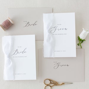 Personalized "To My" Bride and Groom Cotton Paper Cards | Wedding Card Sets | Wedding Day Of Cards | Personalized Wedding Card Set