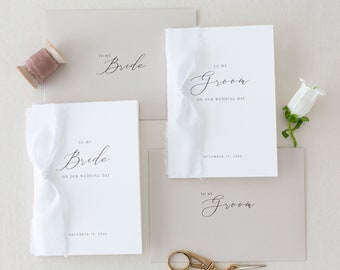 Personalized "To My" Bride and Groom Cotton Paper Cards | Wedding Card Sets | Wedding Day Of Cards | Personalized Wedding Card Set
