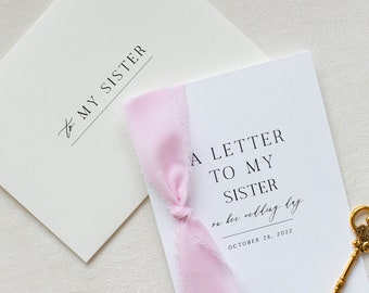 Personalized "To My Sister on Her Wedding Day" Cotton Paper Card | Personalized Wedding Card | Handmade Card |  To My Sister On Her Wedding