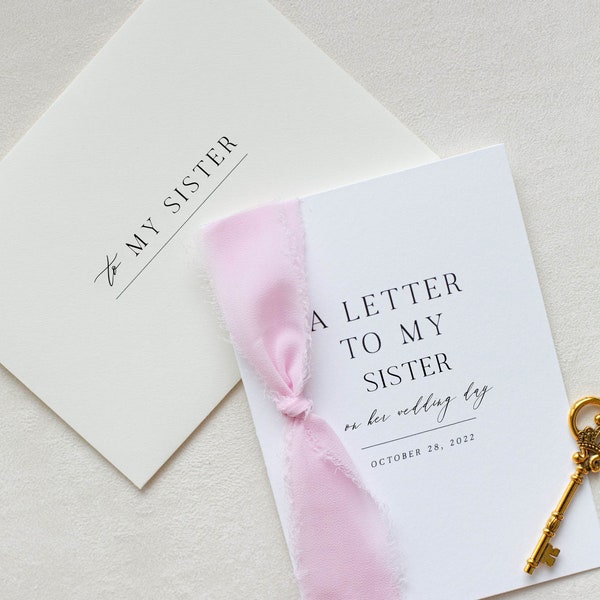 Personalized "To My Sister on Her Wedding Day" Cotton Paper Card | Personalized Wedding Card | Handmade Card |  To My Sister On Her Wedding