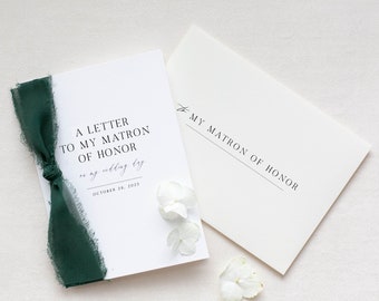 Personalized "To My" Matron of Honor Cotton Paper Card | Wedding Card | Personalized Wedding Card Set | Handmade Card | Matron of Honor Card