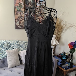 Black Satin Nightgown Victoria's Secret Nightgown Long Lace Nightgown 