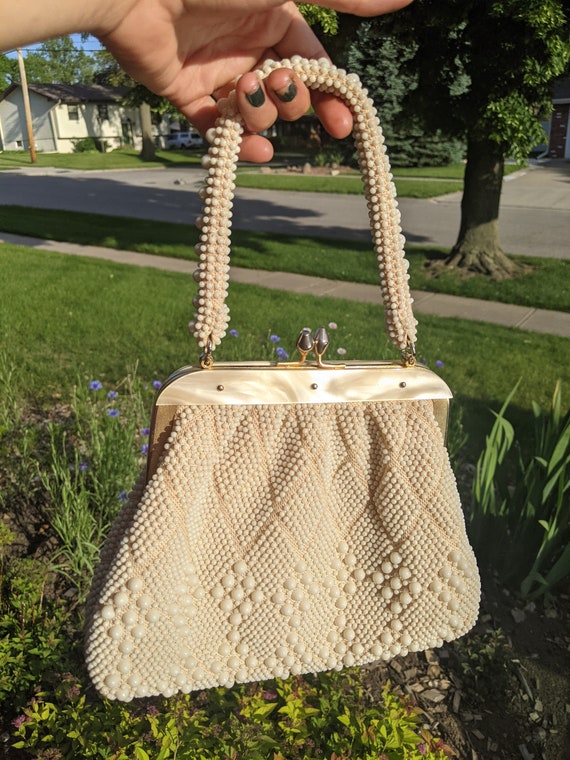 Beaded Bag / Pearl Purse / White Purse / Small bagPearl Beaded