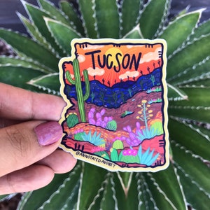 Vinyl Sticker | Orange Tucson Weatherproof Decal Cactus Sticker