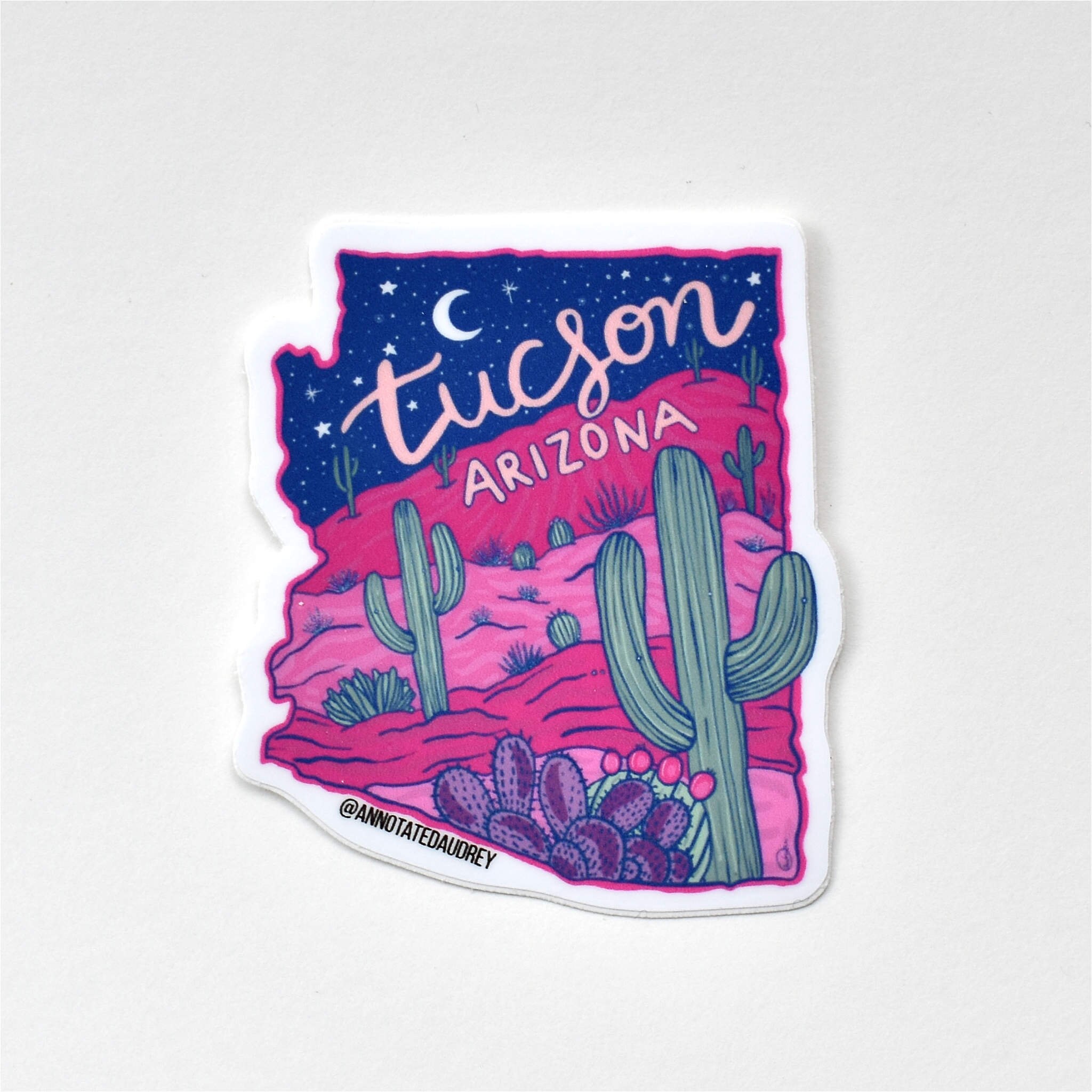 Vinyl Sticker Pink Tucson Weatherproof Decal Cactus Sticker Etsy