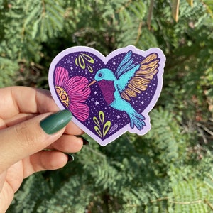 Hummingbird Heart Weatherproof and Waterproof Decal Sticker | Hummingbird Sticker | Sticker for waterbottles, bullet journals and more.