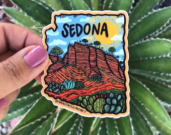 Vinyl Sticker | Sedona Arizona Weatherproof Decal Cactus Sticker