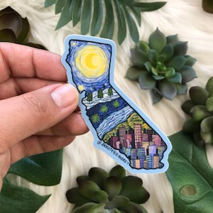 Starry Night in California Weatherproof Decal  | Bullet Journal Sticker | Laptop Decal | Waterproof Waterbottle Sticker