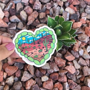 Vinylsticker | Desert Heart weerbestendige sticker cactus sticker voor waterflessen, laptops en meer