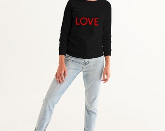 Women's  Black Long Sleeve Love Shirt