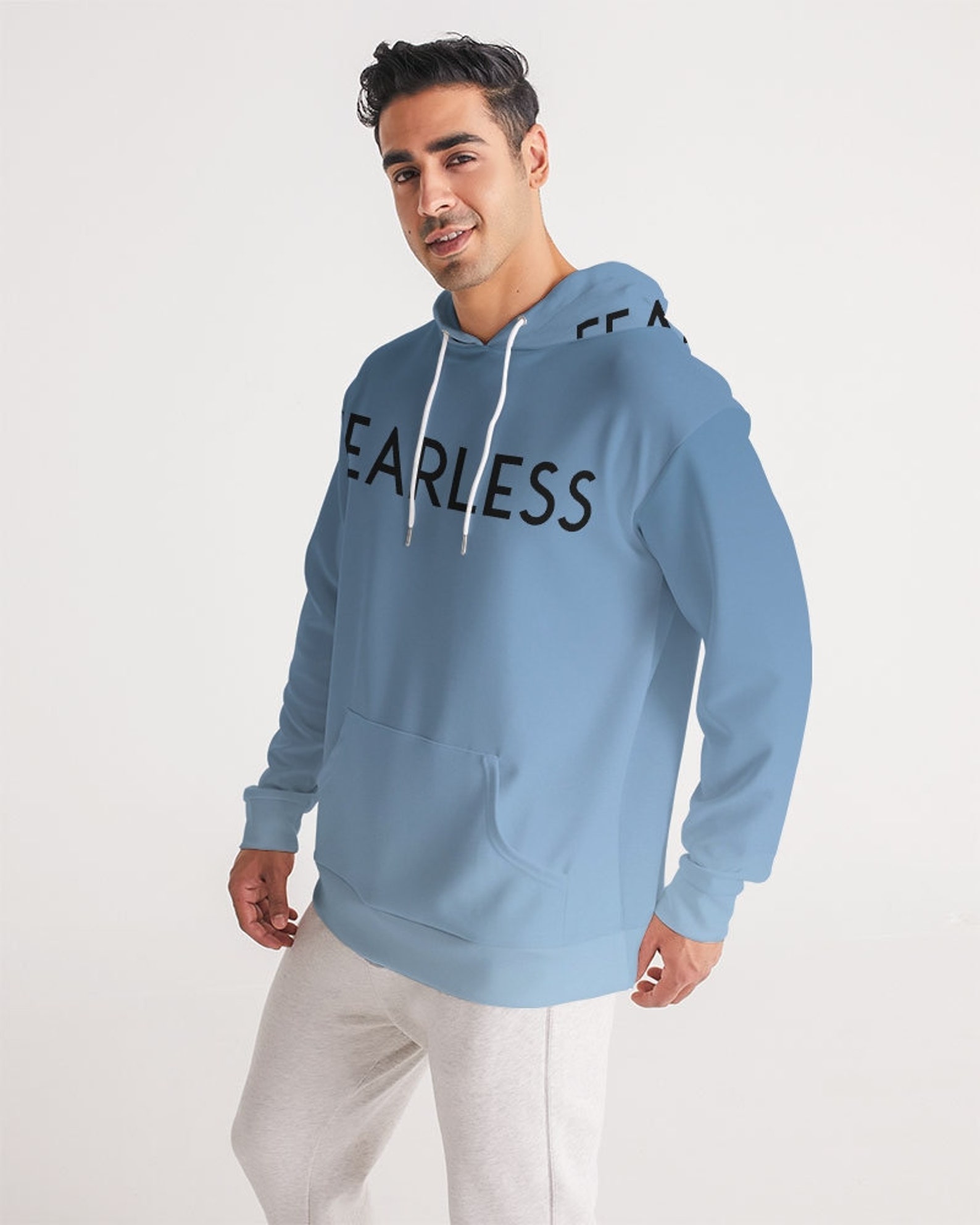 Men's Faded Soft Blue Fearless Hoodie - Etsy
