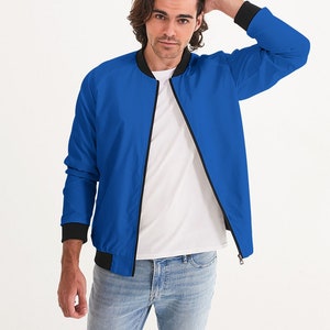 Men's Cobalt Blue Bomber Jacket - Main Image