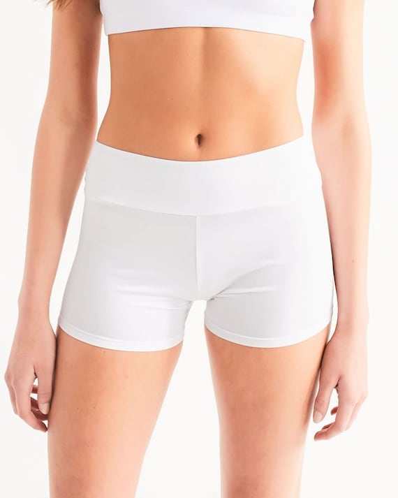 Damen All White Yoga Shorts Etsy