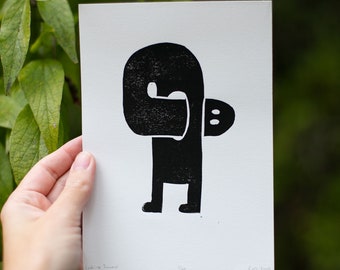 LOOKING INWARD, Lino Cut Print, Wall Decor