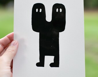 Imposter Syndrome Linocut Print, Quirky Wall Decor