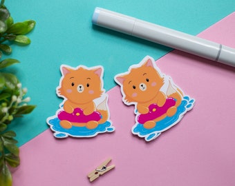 Suki the Fox Sticker, Summer Fun, Glossy Vinyl Die-Cut