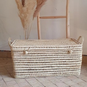 Juego de 2 cestas de almacenamiento de macramé, contenedores tejidos con  asas de madera para decoración del hogar (color marfil)