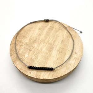 DAINTY BLACK BEAD Bracelet/Anklet | Macrame | Friendship | Waterproof | Adjustable | Stackable | Boho | Beach | Wax Cord | Mikyuki Seed