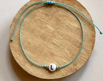Custom Color Clear Beaded Waxed String Bracelet Waterproof