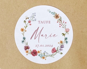 Sticker personalisiert Taufe, Personalisierte Aufkleber, Gastgeschenk Sticker, Aufkleber Regenbogen, Sticker Taufe, Wildflower