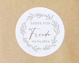 Sticker personalisiert Taufe, Personalisierte Aufkleber, Gastgeschenk Sticker, Aufkleber Regenbogen, Kollektion "Olive"