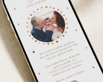 Digital thank you card, baptism thank you card, baptism thank you card, mobile thank you card, WhatsApp thank you card, rainbow, "Dreamtime"