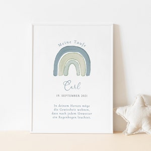 Taufposter Regenbogen, Poster Taufe, Poster für die Taufe, Taufgeschenk Patenkind, Taufgeschenk personalisiert, Taufe Deko Jungen, Green Sky