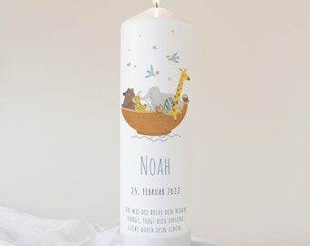 Taufkerze Arche Noah, Taufkerze Jungen, Taufkerze Mädchen, Taufgeschenk Patenkind, Taufe, Taufkerze personalisiert, Kollektion "Arche Noah"