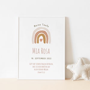 Taufposter Regenbogen, Poster Taufe, Poster für die Taufe, Taufgeschenk Patenkind, Taufgeschenk personalisiert, Taufe Deko Mädchen, Happy