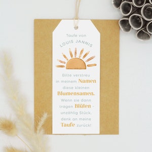 Gastgeschenk Taufe, Blumensamen Taufe, Taufe Gastgeschenk, Anhänger Blumensamen, Gastgeschenk Taufe Blumensamen, Blumensamen, Sun