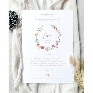 Carta de padrinho personalizada, carta de padrinho de batismo, carta de padrinho para padrinhos, carta de padrinho de menina, download de carta de padrinho, certificado de padrinho, flores silvestres