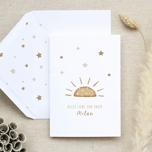 Karte Taufe, Taufe Karte, Karte zur Taufe, Taufkarte Patenkind, Karte Taufe Personalisiert, Taufkarte Sonne, Taufgeschenk, "Sonne"
