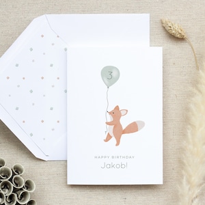 Geburtstagskarte personalisiert, Geburtstagskarte 1. Geburtstag, Geburtstagskarte Fuchs, Karte 1. Geburtstag, Geburtstagskarte 1 Jahr, Kind
