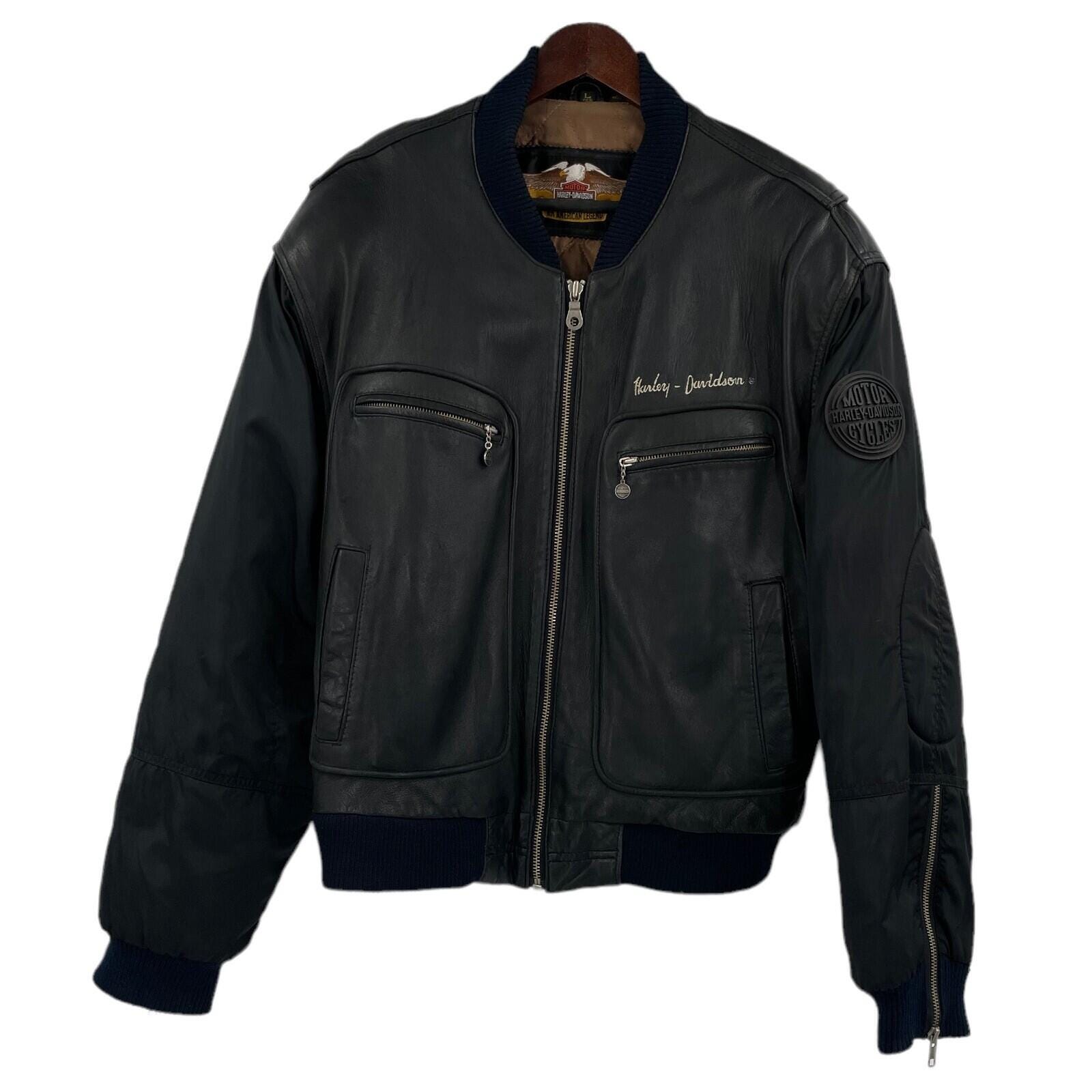 ジャケット・アウター 80s Harley-Davidson leather bomber jkt Vintage 80's Harley Davidson Leather Jacket - Etsy