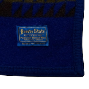 Vintage Pendleton Beaver State Chief Joseph Blanket 70x52 Cobalt Blue Wool HTF image 5